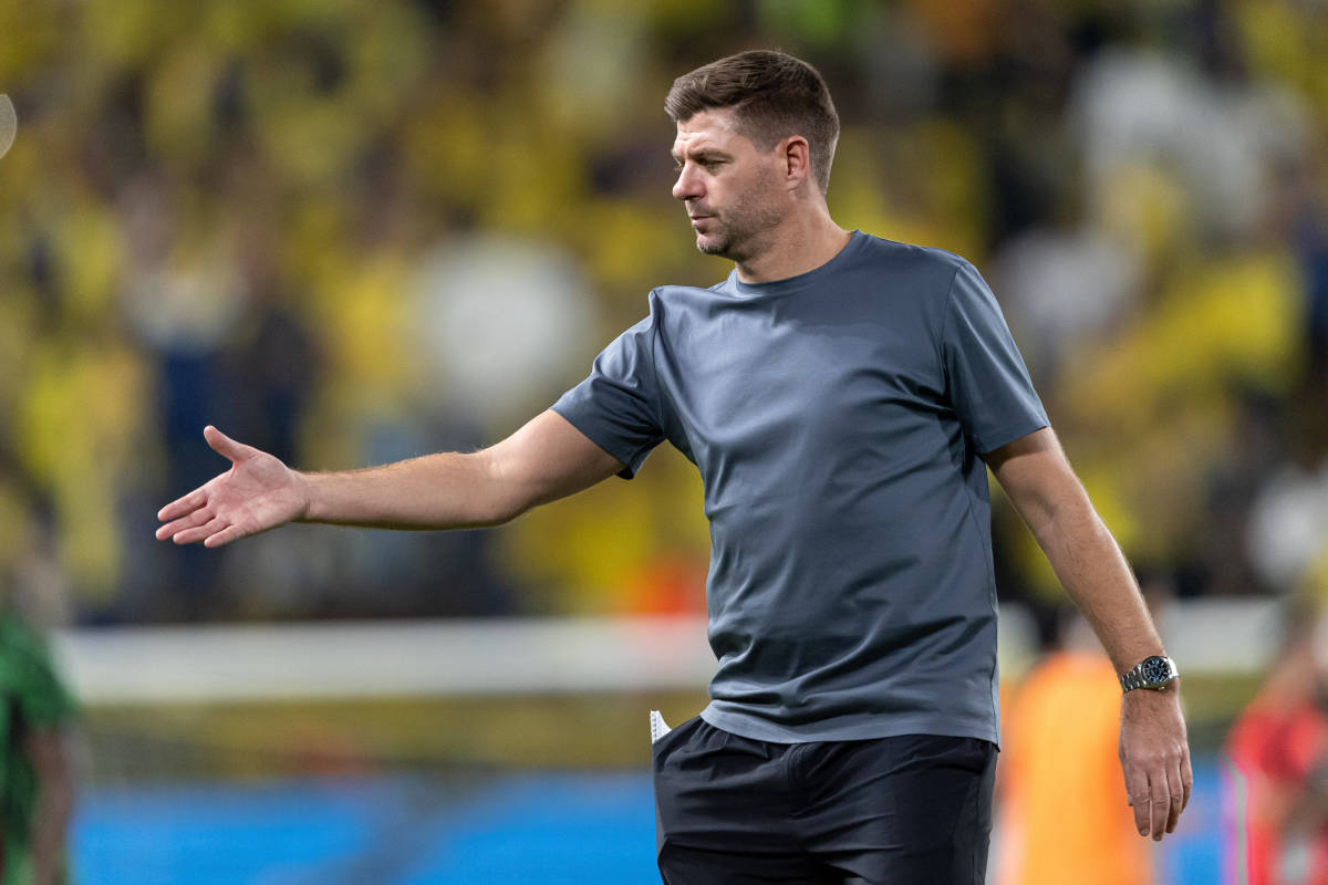Al-Ettifaq manager Steven Gerrard pictured following his team's 1-0 defeat by Al Nassr in October 2023